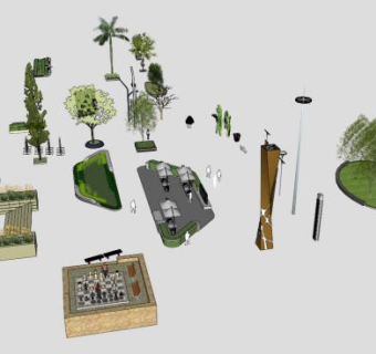 现代景观小品雕塑SU模型下载_sketchup草图大师SKP模型