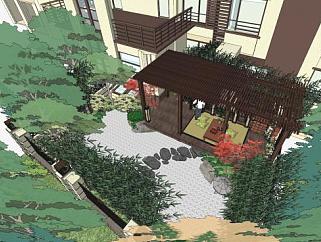 日式风格小院庭院景观SU模型（枯山<em>水</em>风格）