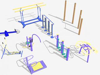 室外健身器材设施公园<em>体育器材</em>SU模型下载_sketchup...