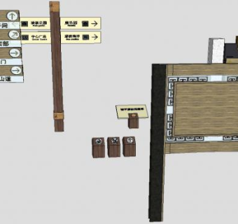 中式风格指示牌景观告知牌SU模型下载_sketchup草图大师SKP模型