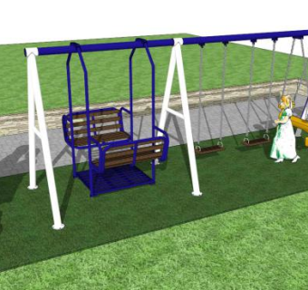 草地上的秋千游乐场设施SU模型下载_sketchup草图大师SKP模型