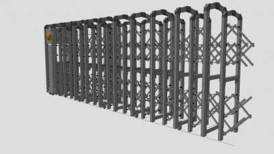 电动门电动伸缩门组件SU模型下载_sketchup草图大师SKP模型