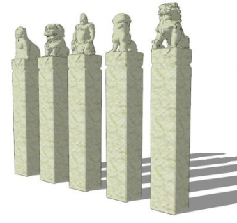 拴马桩拴马柱雕塑石雕SU模型下载_sketchup草图大师SKP模型