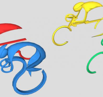 自行车色彩雕塑小品SU模型下载_sketchup草图大师SKP模型