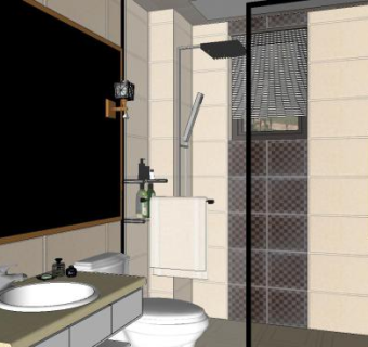 现代风格卫生间厕所洗手间SU模型下载_sketchup草图大师SKP模型