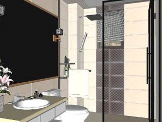 现代风格卫生间厕所洗手间SU模型下载_sketchup草图大师SKP模型
