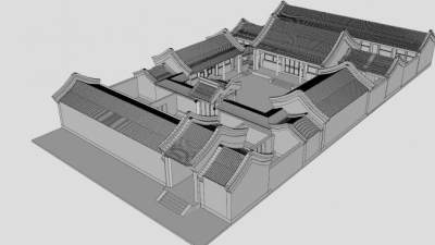 农村古建中式民居四合院SU模型下载_sketchup草图大师SKP模型