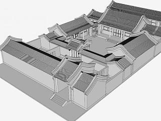 农村古建中式民居四合院SU模型