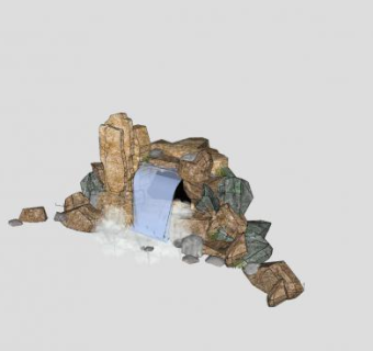 假山石景观石石头组合SU模型下载_sketchup草图大师SKP模型
