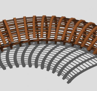 弧形半圆廊架木质架SU模型下载_sketchup草图大师SKP模型