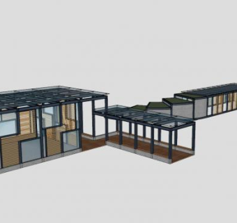 现代风格廊架景观SU模型下载_sketchup草图大师SKP模型