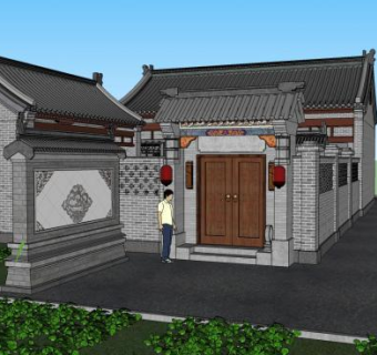 乡村住宅农村居民古建筑房子SU模型下载_sketchup草图大师SKP模型