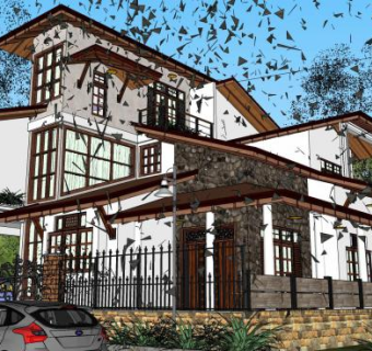 超精细的奢华欧式别墅房子SU模型