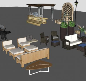 常用简欧风格家具和沙发SU模型下载_sketchup草图大师SKP模型