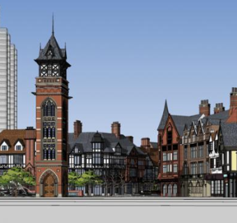 江苏爱家句容商业街建筑SU模型下载_sketchup草图大师SKP模型