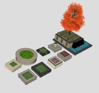 生态树池景观SU模型下载_sketchup草图大师SKP模型