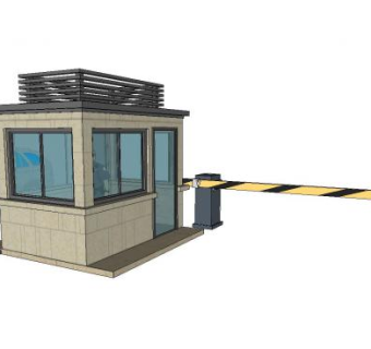 简欧保安亭小区门卫岗亭SU模型