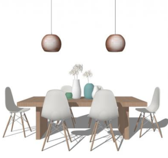 木质家具桌椅餐桌吊灯SU模型下载_sketchup草图大师SKP模型
