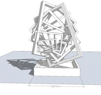 现代抽象雕塑矩形白雕SU模型下载_sketchup草图大师SKP模型
