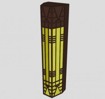 中式风格灯柱壁灯景观SU模型下载_sketchup草图大师SKP模型