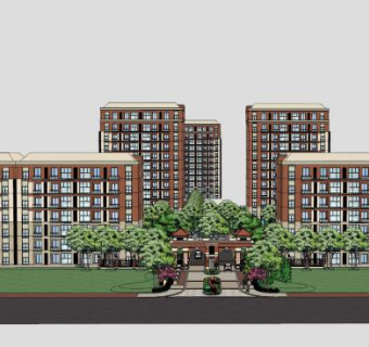 豪华保安亭欧式风格大门岗亭SU模型下载_sketchup草图大师SKP模型