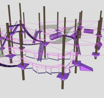 儿童游乐设施游乐园木桩爬梯SU模型下载_sketchup草图大师SKP模型