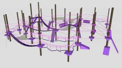 儿童游乐设施游乐园木桩爬梯SU模型下载_sketchup草图大师SKP模型