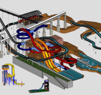 水上乐园设施游乐园SU模型下载_sketchup草图大师SKP模型