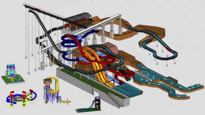 水上乐园设施游乐园SU模型下载_sketchup草图大师SKP模型