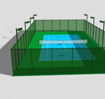 网球场比赛场地地带围栏SU模型下载_sketchup草图大师SKP模型