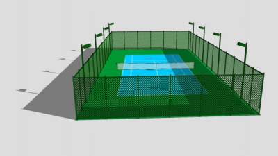 网球场比赛场地地带围栏SU模型下载_sketchup草图大师SKP模型