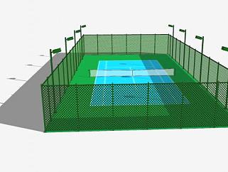 网球场比赛场地地带围栏SU模型下载_sketchup草图大师...