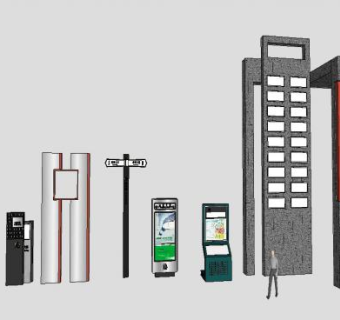指示牌导向牌方向牌SU模型下载_sketchup草图大师SKP模型