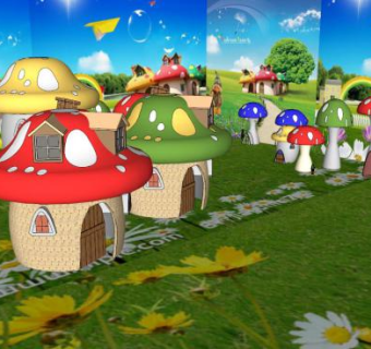 儿童乐园蘑菇游乐设备SU模型下载_sketchup草图大师SKP模型