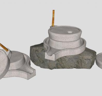 小品雕塑石磨SU模型下载_sketchup草图大师SKP模型