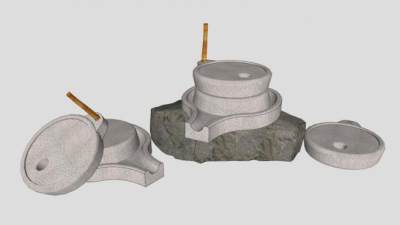 小品雕塑石磨SU模型下载_sketchup草图大师SKP模型