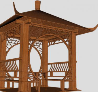 亭子仿古四角凉亭SU模型