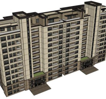 高层住宅豪华建筑空调入门SU模型下载_sketchup草图大师SKP模型