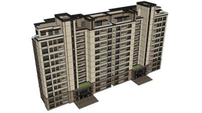 高层住宅豪华建筑空调入门SU模型下载_sketchup草图大师SKP模型