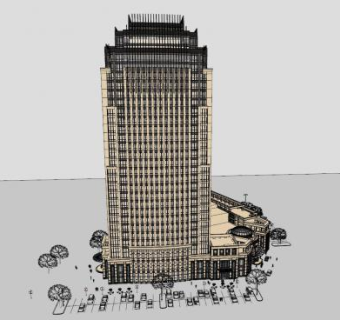 武汉万科金域蓝湾豪华酒店大厦SU模型下载_sketchup草图大师SKP模型