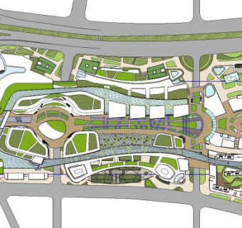 商业区规划商业街建筑景观SU模型