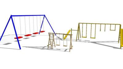 儿童游乐园游乐设施秋千SU模型下载_sketchup草图大师SKP模型