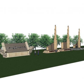 竹主题竹子竹叶雕塑艺术文化SU模型下载_sketchup草图大师SKP模型