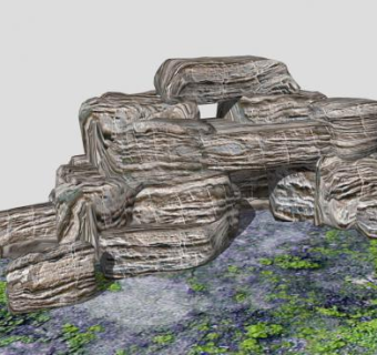 沉积岩假山层叠SU模型下载_sketchup草图大师SKP模型