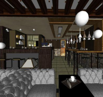 欧式咖啡馆咖啡店餐厅SU模型下载_sketchup草图大师SKP模型
