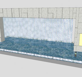 水帘水景室内景墙SU模型下载_sketchup草图大师SKP模型