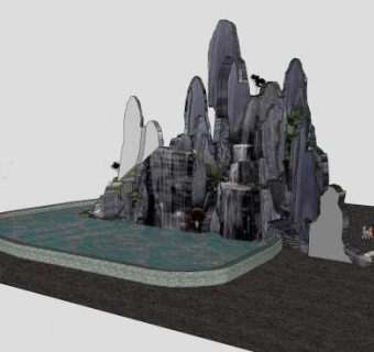 假山石假山景观SU模型下载_sketchup草图大师SKP模型