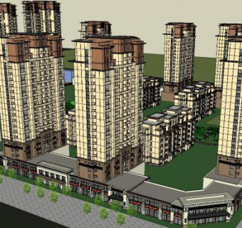 楼房住宅小区建筑方案SU模型