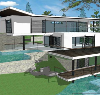 濒海欧式风格别墅房子建筑SU模型