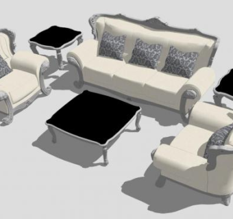 纯欧式沙发组合卡座式SU模型下载_sketchup草图大师SKP模型